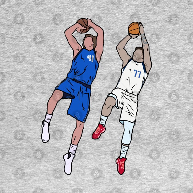 Dirk Nowitzki and Luka Doncic Fadeaway by rattraptees